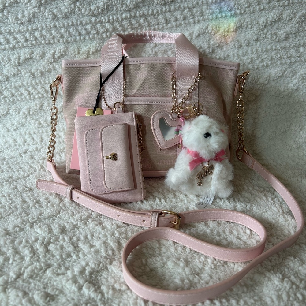 Juicy Couture Pink Festival Mini Crossbody Tote Pink Diamond Retro Canvas Y2K